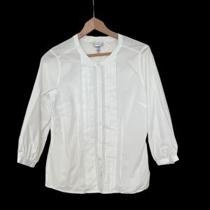Harve Benard Collarless Pleated Button Down